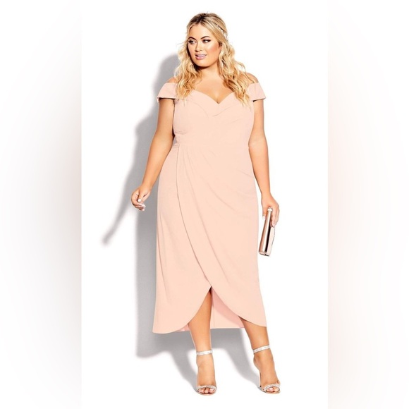 City Chic Rippled Love Dress‎ in Quartz - Picture 1 of 6